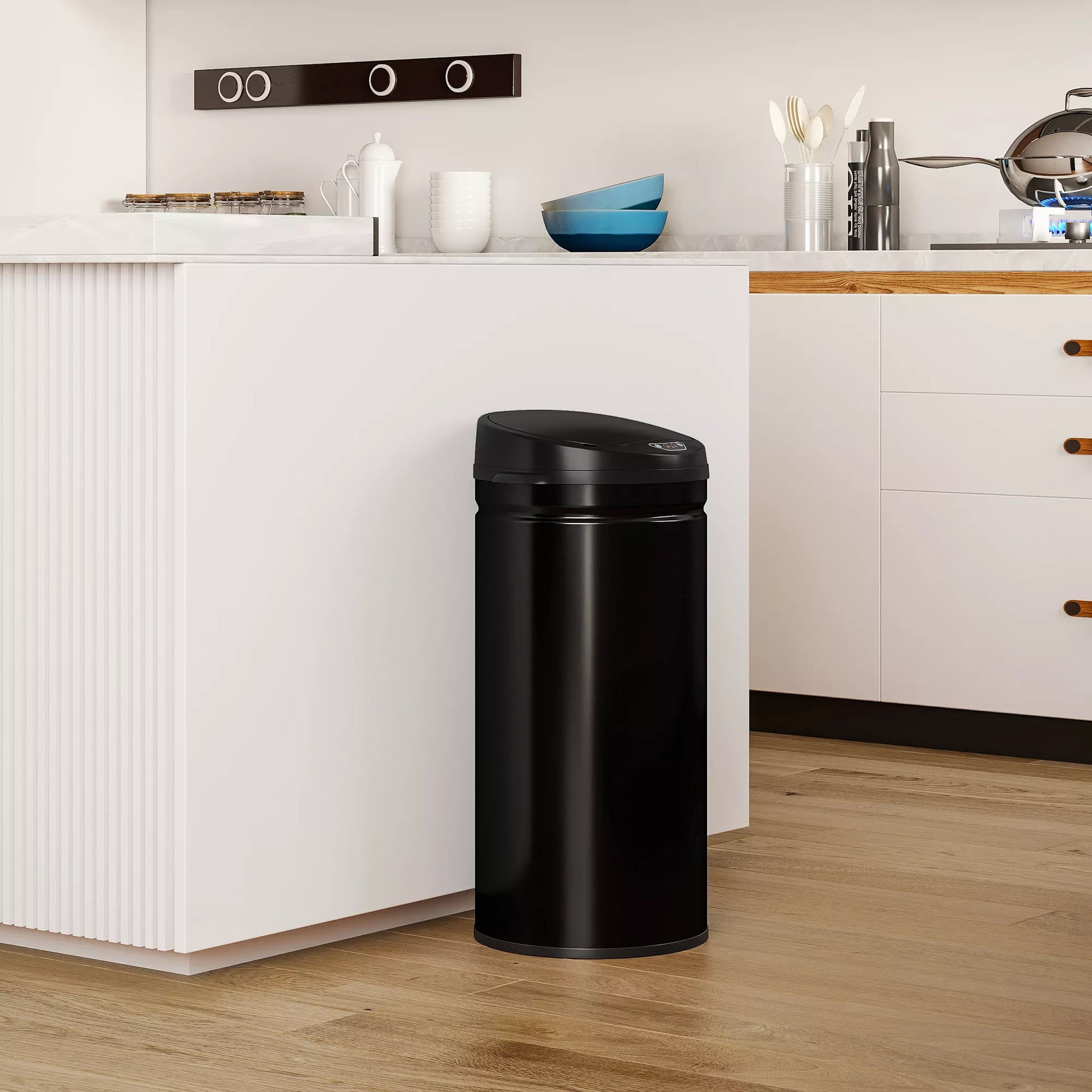 42 litrų talpos šiukšliadėžė su jutikliu ir „Soft-Close“ funkcija, neliestinė nerūdijančio plieno šiukšliadėžė, skirta higieniškoms virtuvėms