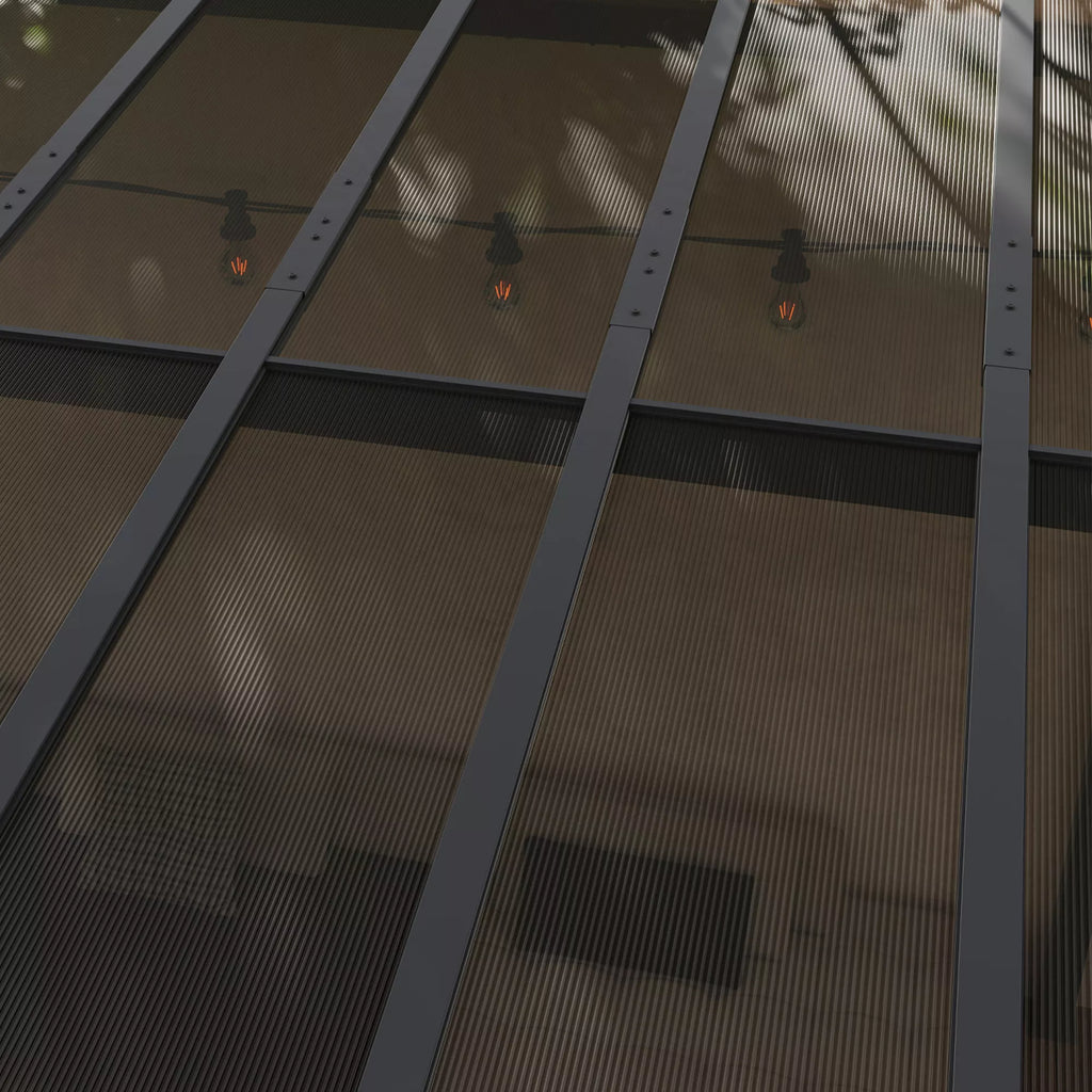 3 x 3 m metalinė pergola, sodo pergola su vandeniui atspariu stogu, laisvai stovinti, atspari vėjui, atspari UV spinduliams, tamsiai pilka