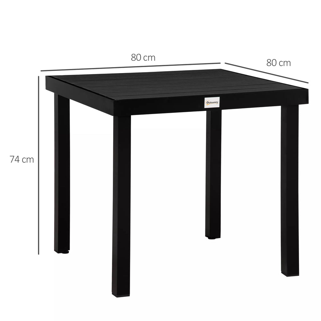 Sodo stalas 4 asmenims Valgomojo stalas Aliuminio stalas Sodo baldai Poilsio baldai Lengvai prižiūrimi Plastikiniai Juodi 78 x 78 x 74 cm
