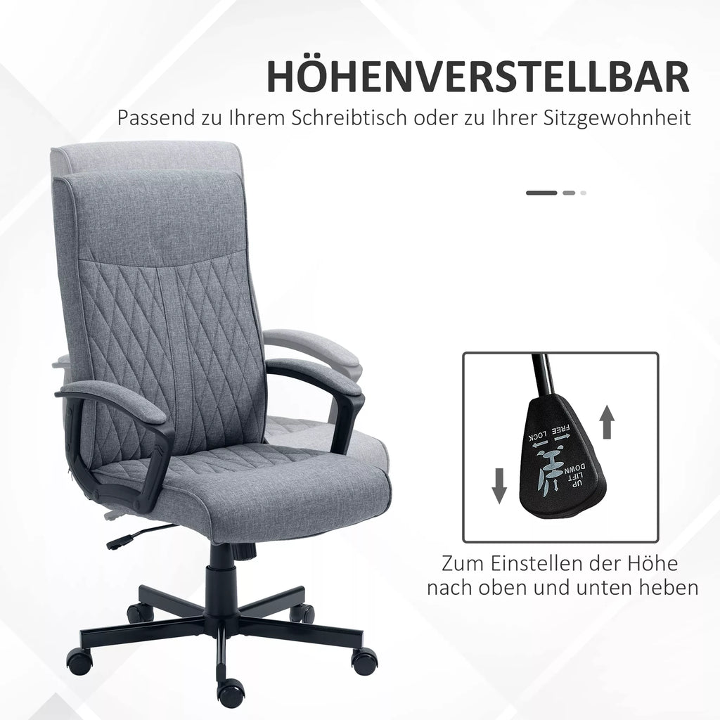 Biuro kėdė, kompiuterio kėdė, reguliuojamo aukščio, nuolydžio, ergonomiška biuro kėdė, pilka
