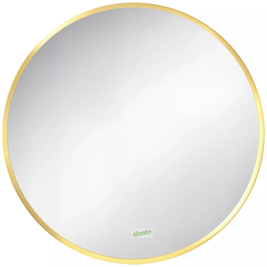 Apvalus sieninis veidrodis voniai, miegamajam, prieškambariui, metalinis rėmas, auksinės spalvos, Ø50 cm