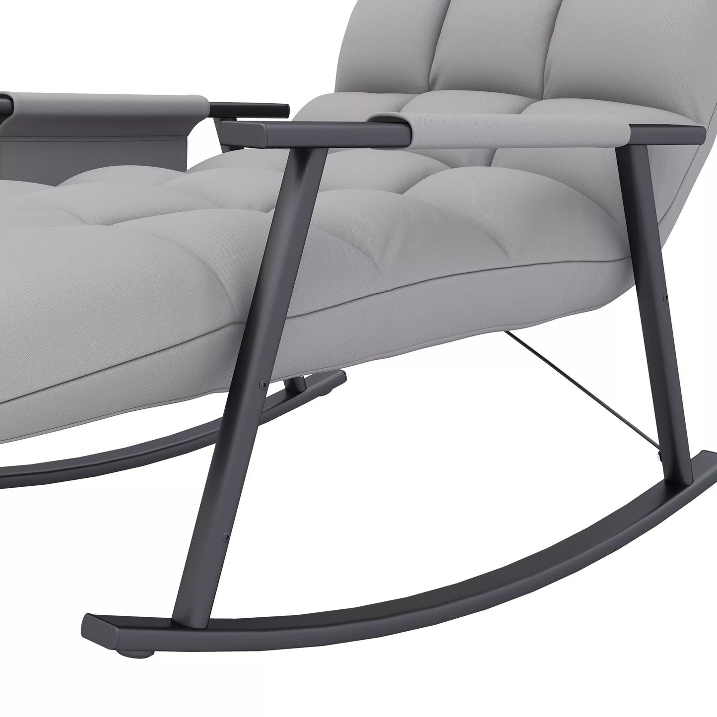 Supamasis krėslas, reguliuojamas atlošas ir kojų atrama, šoninė kišenė, mikropluošto apmušalas, metalinis rėmas, Pilkas