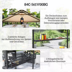 Grafika apie pavėsinės lentynas ir kabliukus