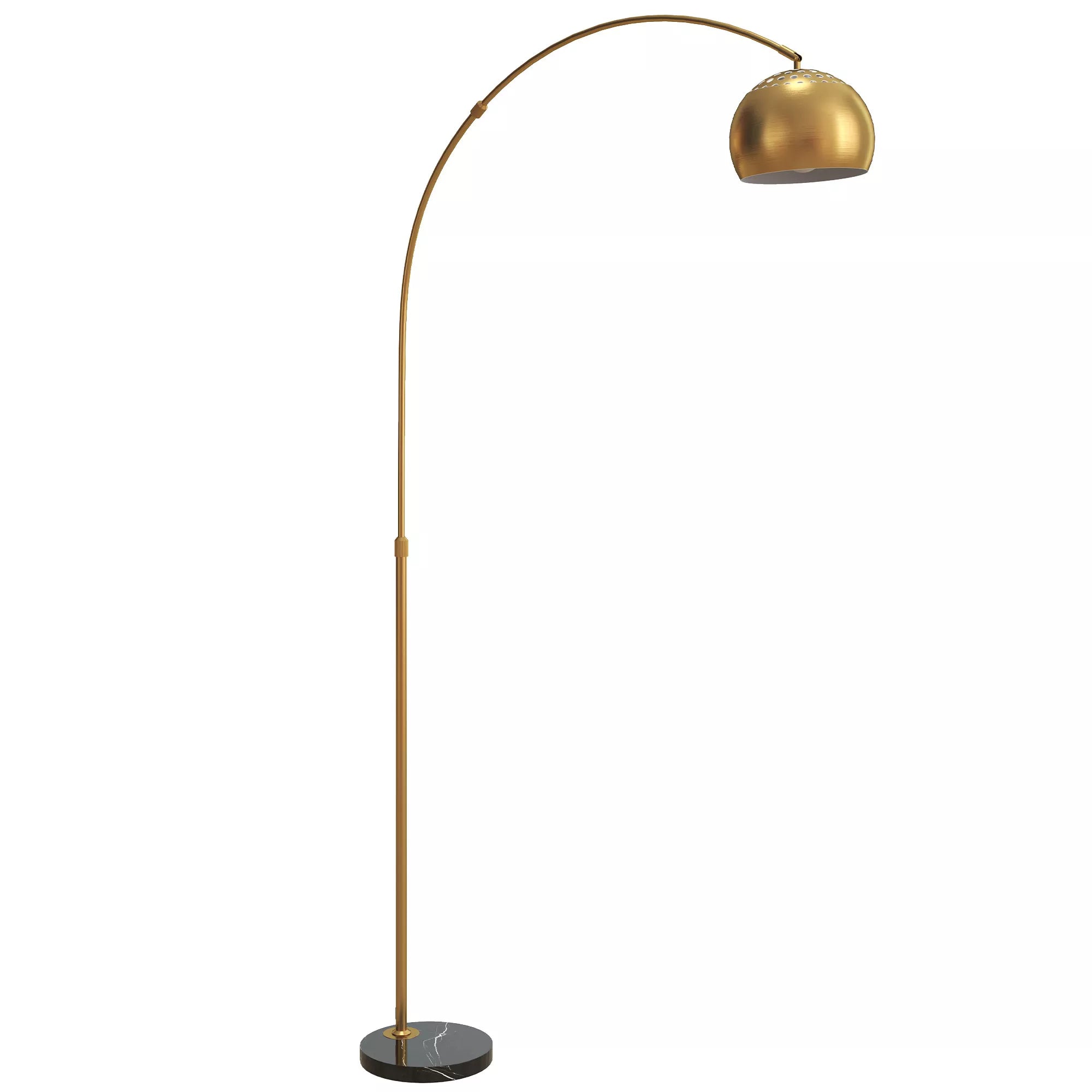 Stovas, lenkto dizaino su marmuro pagrindu, 167 cm, juodas + auksinis