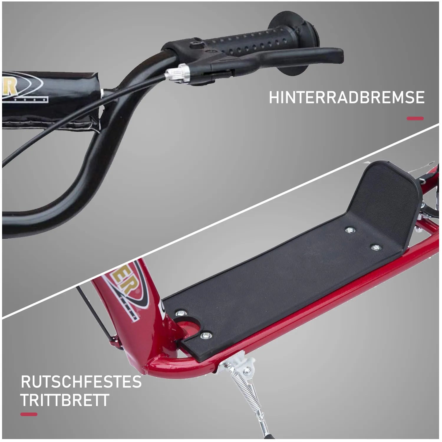 Vaikų paspirtukas su galiniu stabdžiu Kickscooter 12 colių paspirtukas Roller Scooter Cityroller vaikams Kickboard Reguliuojamo aukščio plienas EVA Raudonas 120 x 52 x 80-88 cm