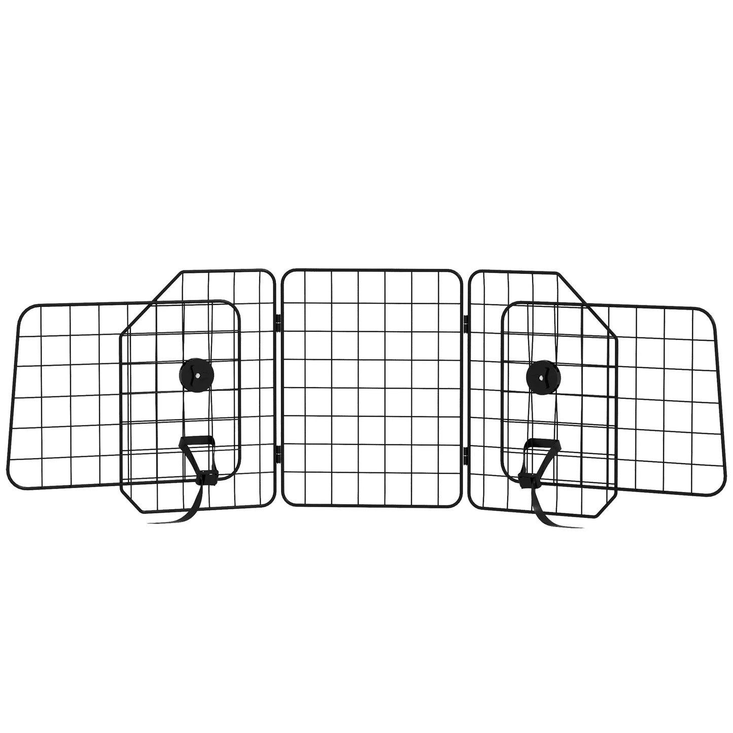 Automobilinė tvorelė šunims, reguliuojama 93-150cm, sulankstoma, lengvai montuojama, plieninė, juoda