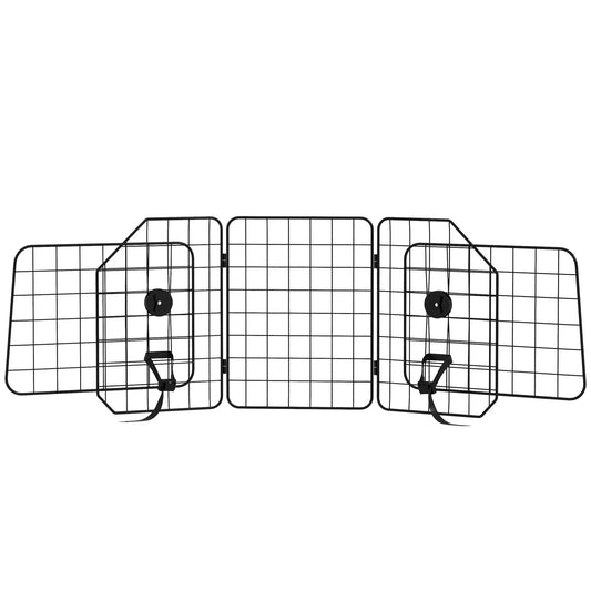 Automobilinė tvorelė šunims, reguliuojama 93-150cm, sulankstoma, lengvai montuojama, plieninė, juoda