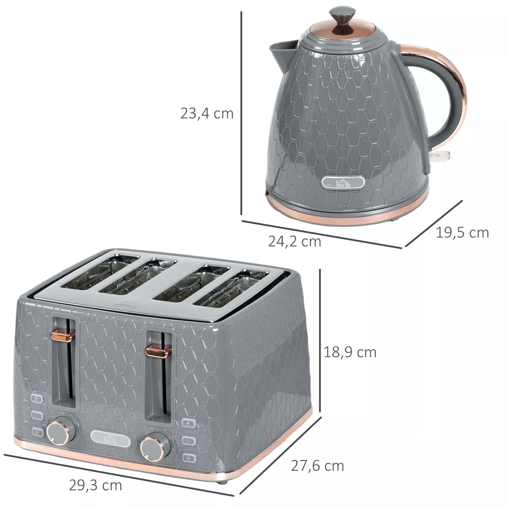 Virdulys ir skrudintuvas 2-in-1 komplektas, 1,7 l, pilki