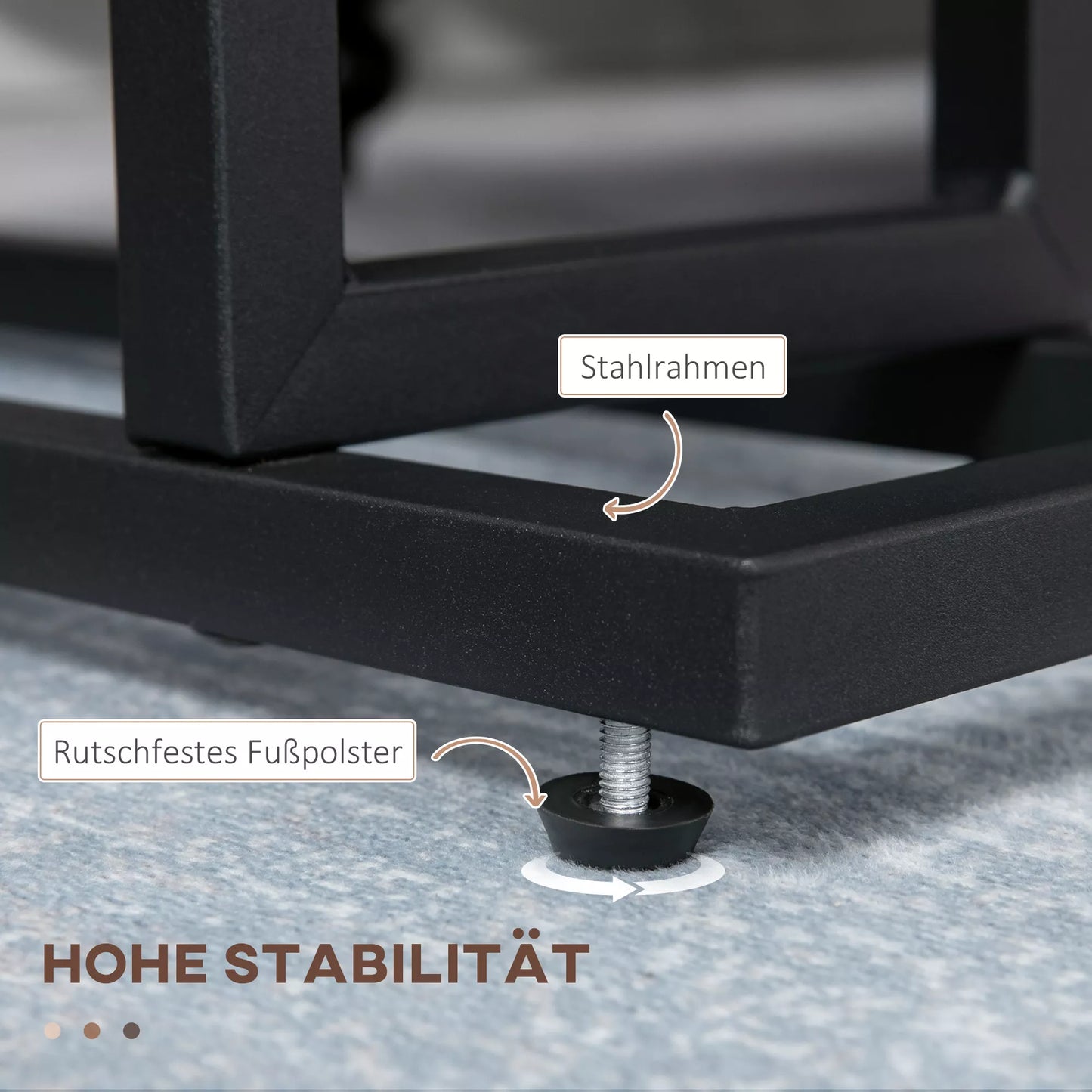 Naktinis staliukas, pagalbinis staliukas, siauras dizainas, su audinio kišene, plienas, tamsiai rudas+juodas, 49 x 19 x 55cm