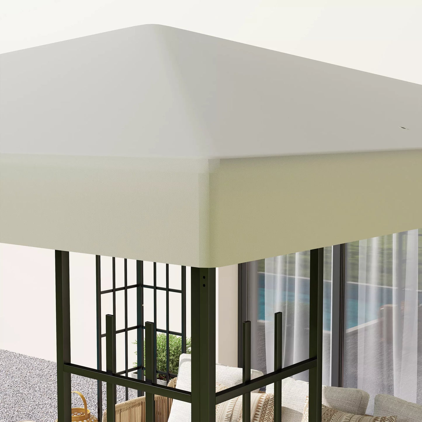 3 x 3 m atsarginė palapinė pavėsinei, palapinė sodo pavėsinei, su vandens nutekėjimo angomis, UPF30+, kreminė balta