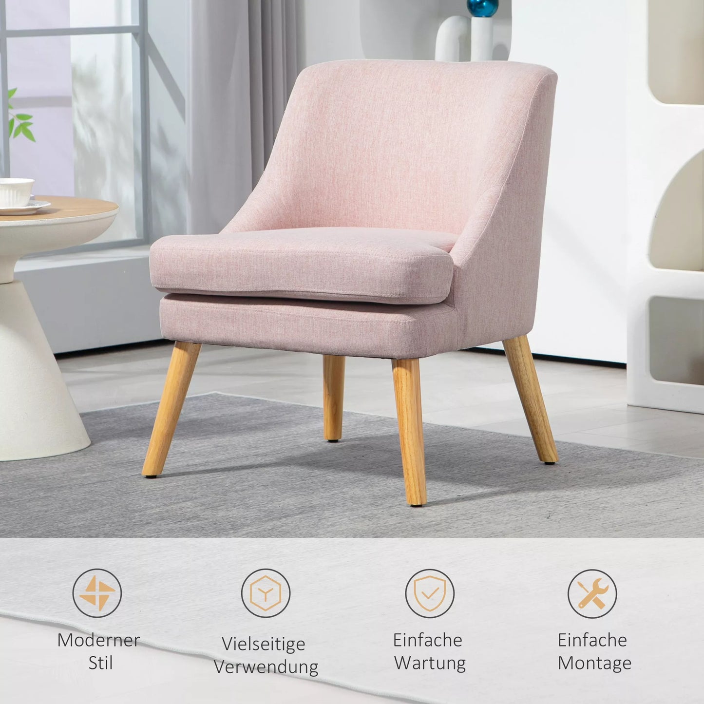 Akcentinis krėslas skandinaviško stiliaus, aksomas, 25D putplastis, Hevea medžio kojelės, smėlio spalvos, 63x69x79,5 cm