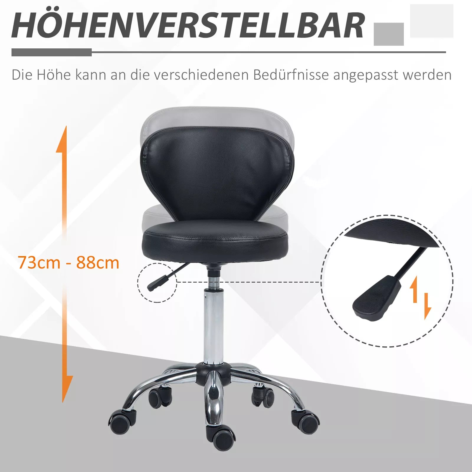 Salono taburetė reguliuojamu aukščiu, iki 120 kg, juoda