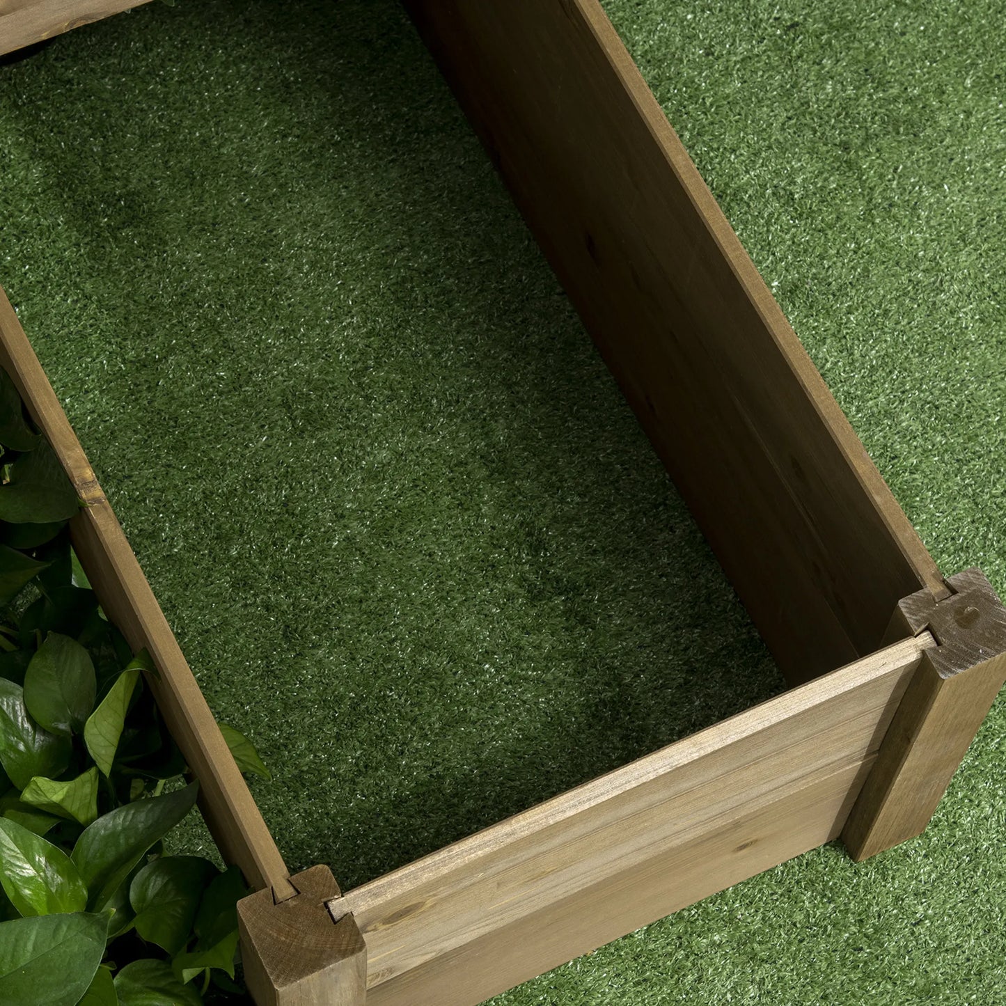 Paaukštinta lysvė, 4 sodinimo loveliai ant 3 pakopų, atsparus oro sąlygoms, medžio masyvas, 122 cm x 122 cm x 51 cm, natūralus