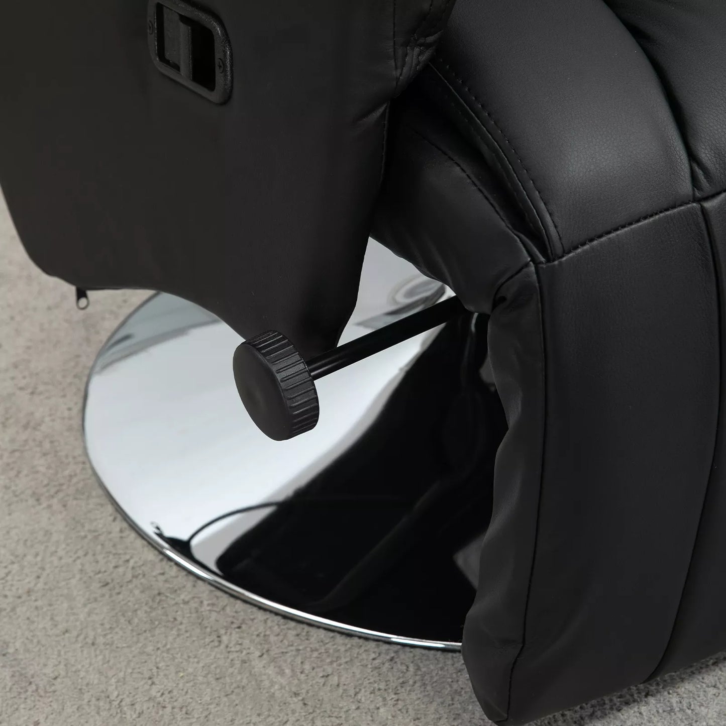 Poilsio krėslas, miegojimo funkcija, odinės išvaizdos, atrama kojoms, iki 150 kg, 78 x 80 x 109 cm, juodos spalvos