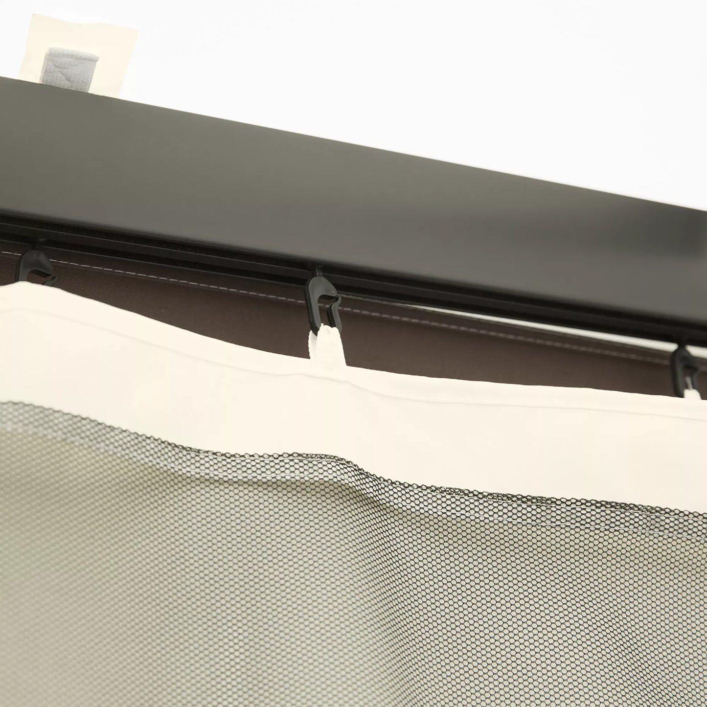 Atsarginė tinklinė užuolaida 3 x 4 m sodo pavėsinėms, tinklinė nuo vabzdžių, su užtrauktukais, poliesteris, juoda