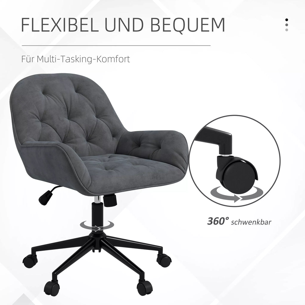 Biuro kėdė, rašomojo stalo kėdė, kompiuterio kėdė, reguliuojamo aukščio, aksominės išvaizdos, pilka