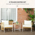 3 dalių bistro komplektas Sodo baldų komplektas Sodo baldų komplektas, PE rotangas, 72 cm x 66 cm x 64 cm, geltonas + kreminis