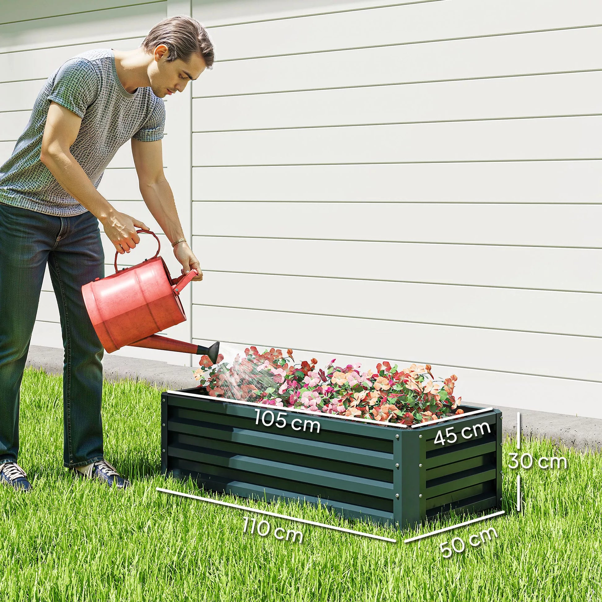 Pakeltos lysvės, 2 vnt. rinkinys be dugno, metalas, 110x50x30 cm, žalios