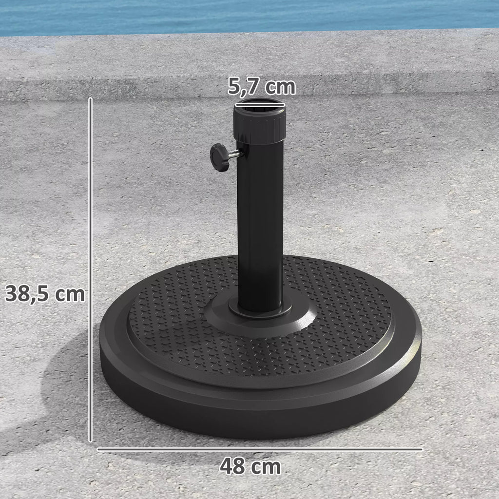 Cementinis skėčio stovas, 22 kg, apvalus stovas su fiksavimo rankenėle, skirtas 38 mm / 48 mm skėčiams