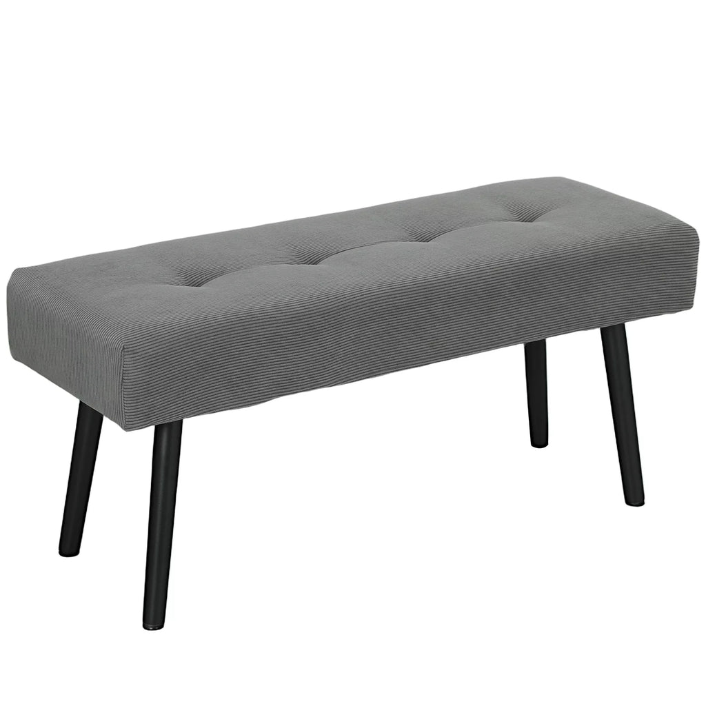 Minkštas suolas su kordiniu apmušalu, suolas prie lovos su metalinėmis kojelėmis, suolas batams 100 x 36 x 45 cm Pilkas