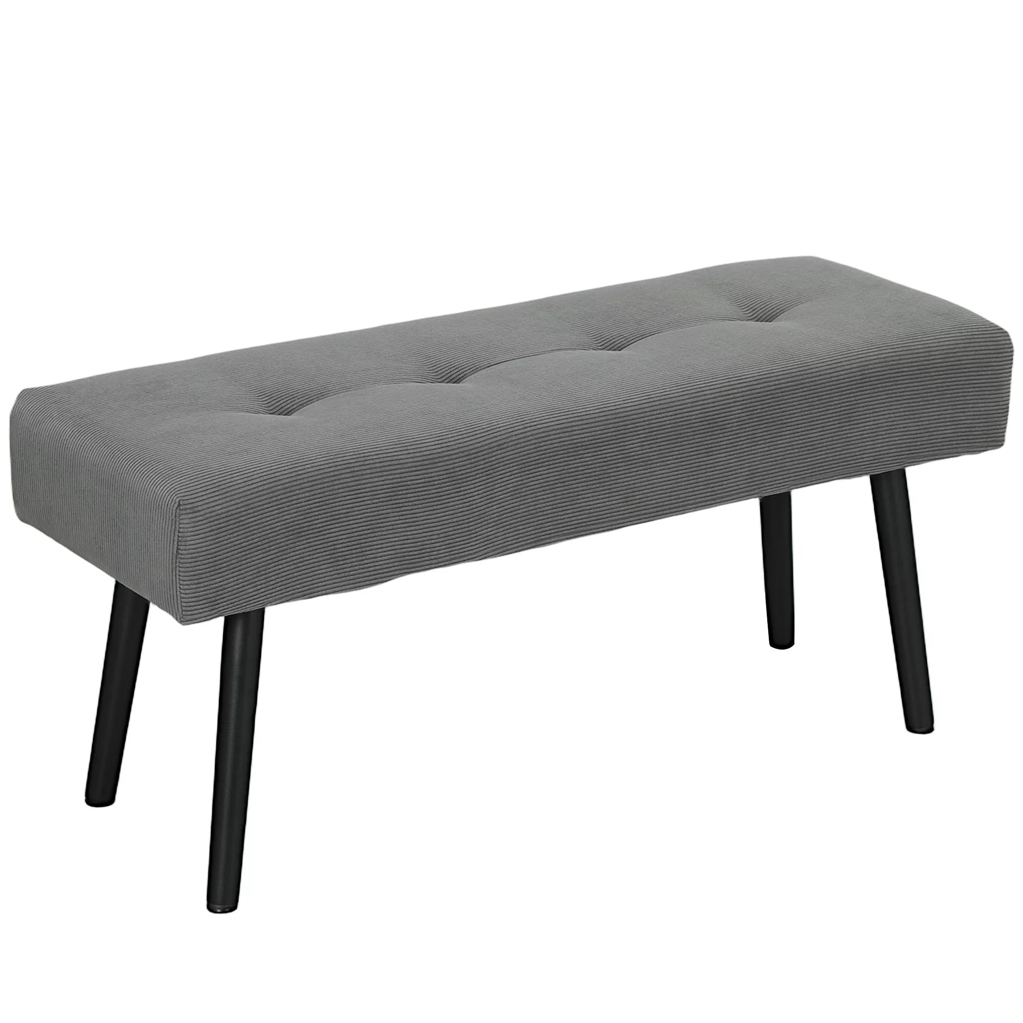 Minkštas suolas su kordiniu apmušalu, suolas prie lovos su metalinėmis kojelėmis, suolas batams 100 x 36 x 45 cm Pilkas