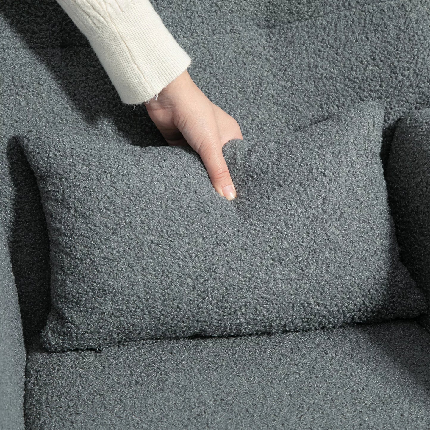 Pilkas supamas krėslas, minkštas užvalkalas, juosmens pagalvėlė, neslystantis, iki 120 kg