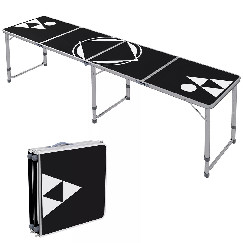 Kempingo stalas, sulankstomas, lengvas, reguliuojamo aukščio, su aliuminio rėmu, 240 x 60 x 54/62/70 cm, juodos spalvos