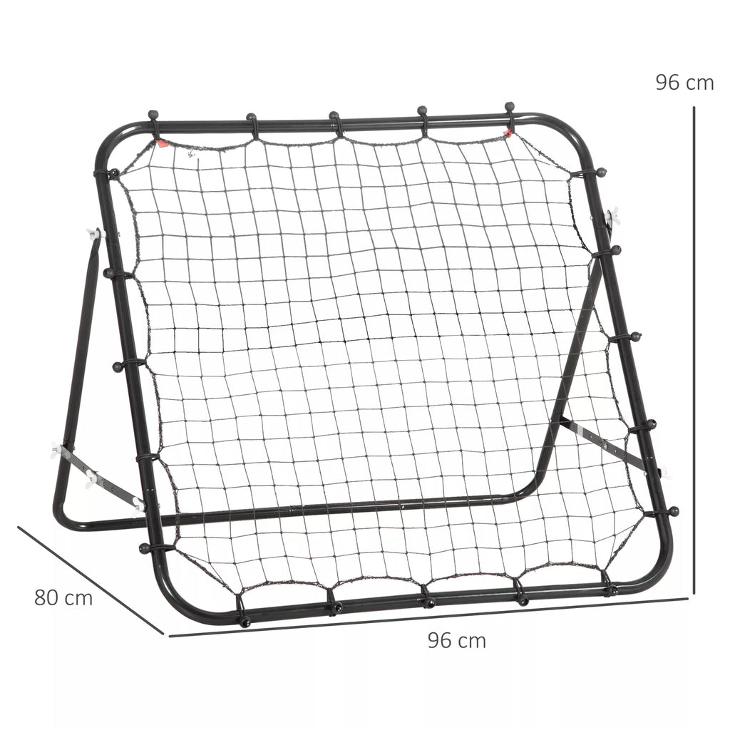 Futbolo atšokimo lenta, 84 x 84 cm Futbolo atšokimo lenta su tolygiai reguliuojamu kampu, atšokimo siena Futbolo vartai paaugliams Šūvio, perdavimo ir kamuolio priėmimo treniruotė Juoda