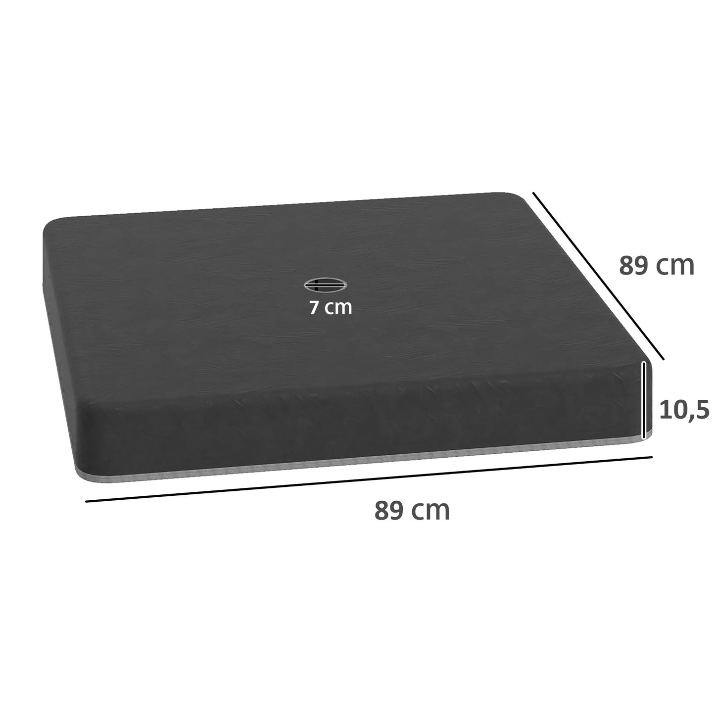 Pagrindo svoriai skėčių stovams, vandeniui atsparūs, užpildomi smėliu, plastikiniai, 89 cm x 89 cm x 10,5 cm, juodi