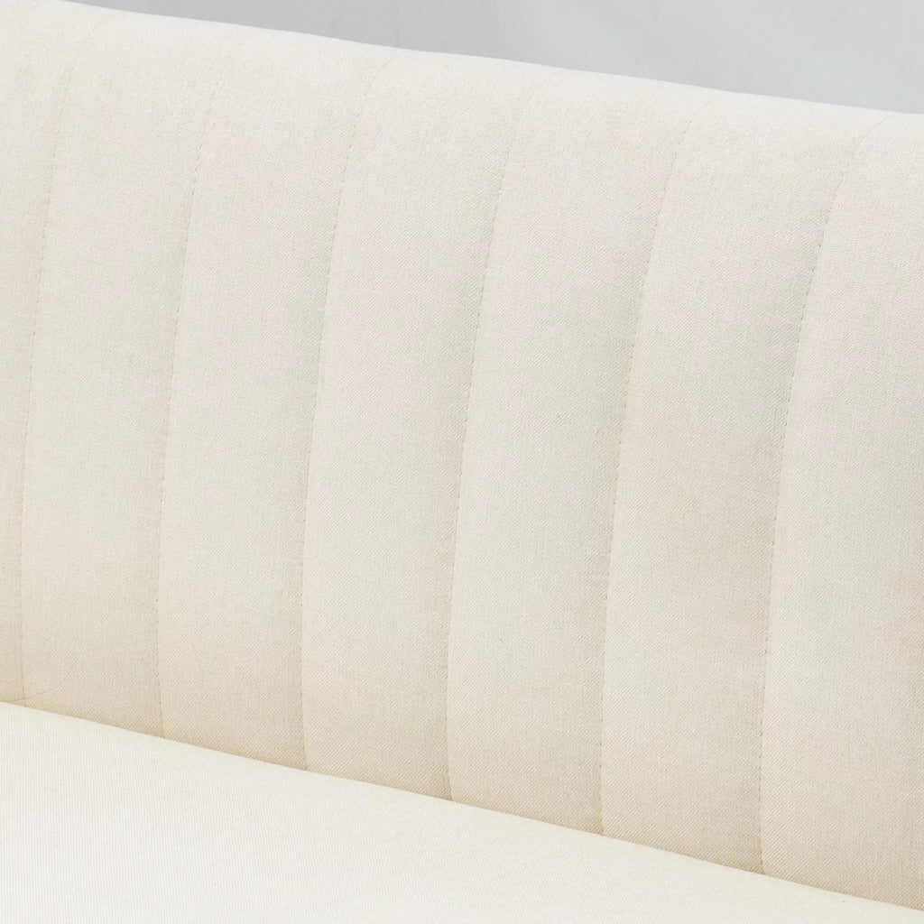 2 vietų sofa, minkštas paminkštinimas, lengvai prižiūrimas užvalkalas, iki 150 kg, 117 x 56,5 x 77 cm, kreminės baltos spalvos