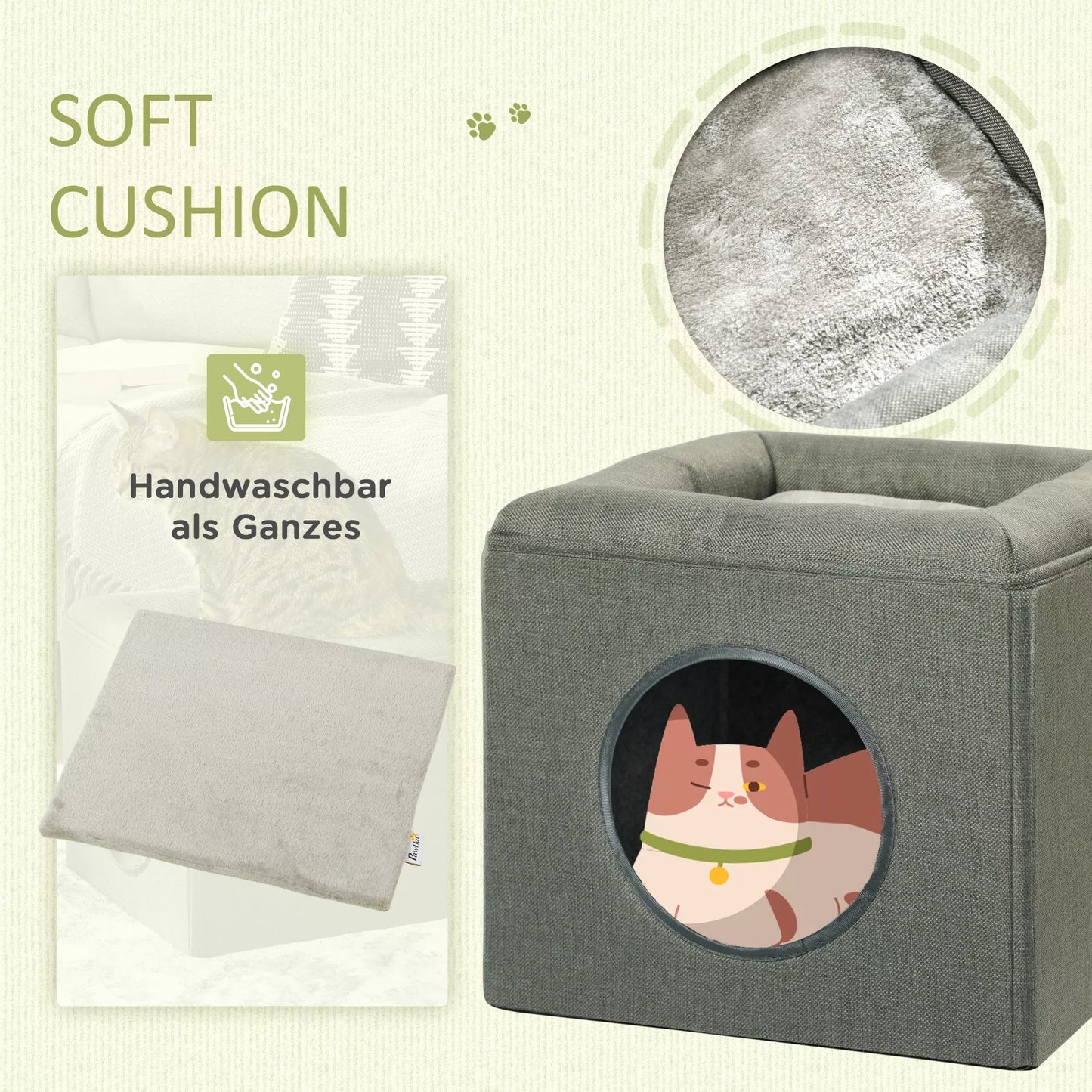 Katės urvas Katenbett 2-in-1 katės urvas, su pagalve,  36,5 x 36,5 x 33 cm, žalias