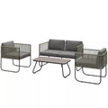 Sodo baldų komplektas iš polirattanų Poilsio komplektas su sofa, foteliais, stalu, pagalvėlėmis, atsparus oro sąlygoms 116 x 60 x 69 cm Ruda + tamsiai pilka