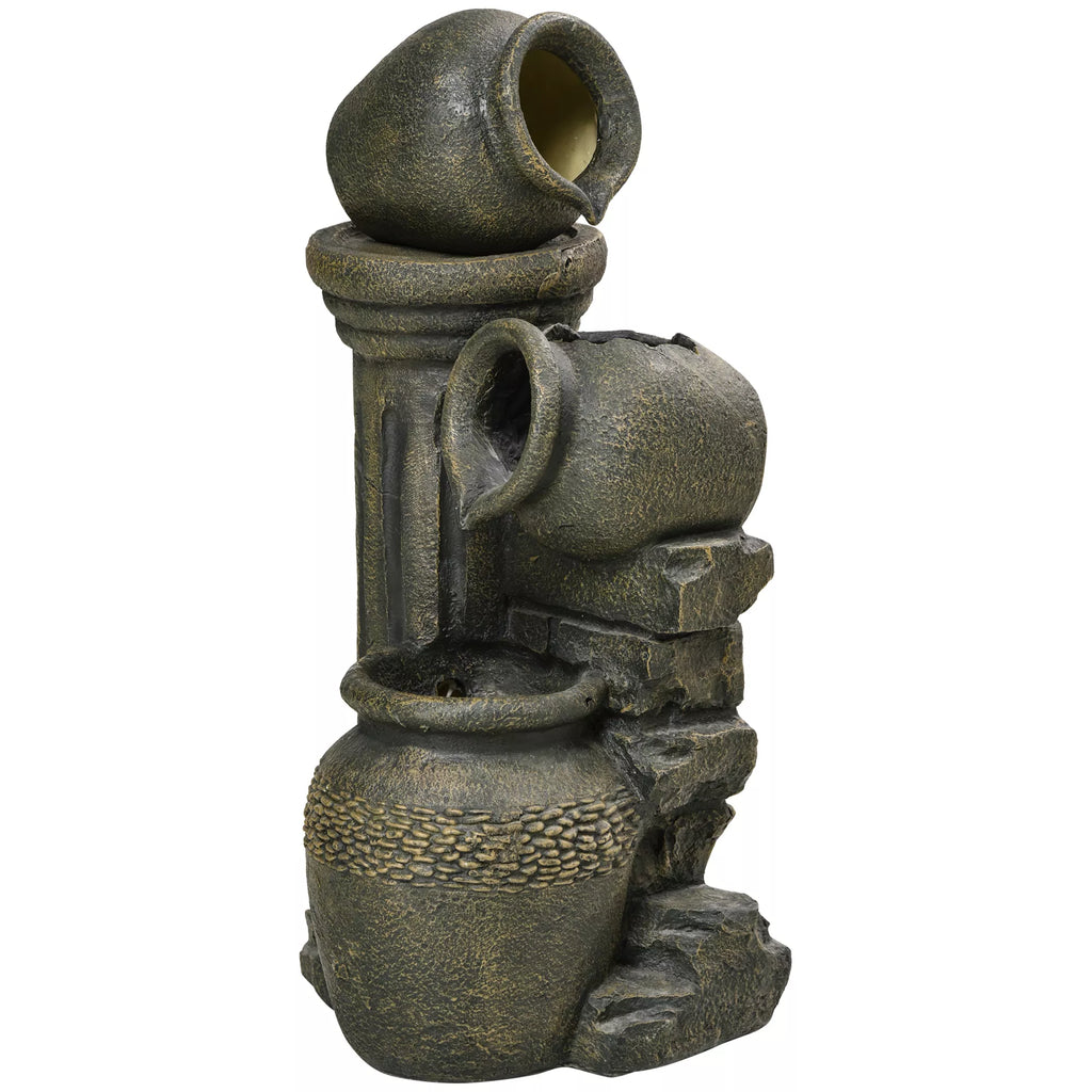 Fontanas, reguliuojamas siurblys, atsparus atmosferos poveikiui, 25 cm x 24 cm x 60 cm, pilkos spalvos