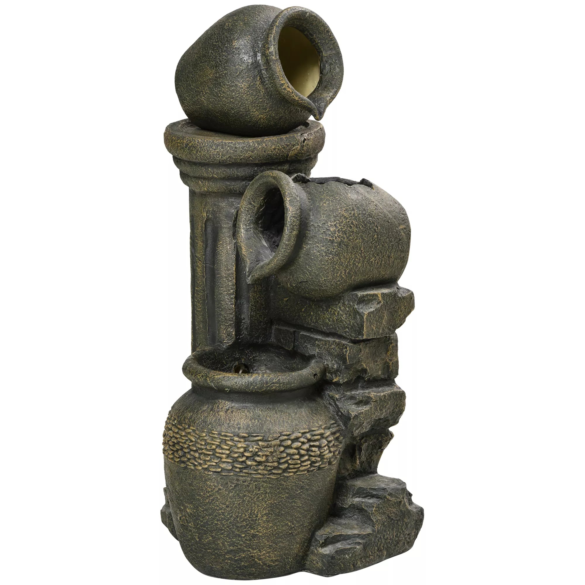 Fontanas, reguliuojamas siurblys, atsparus atmosferos poveikiui, 25 cm x 24 cm x 60 cm, pilkos spalvos