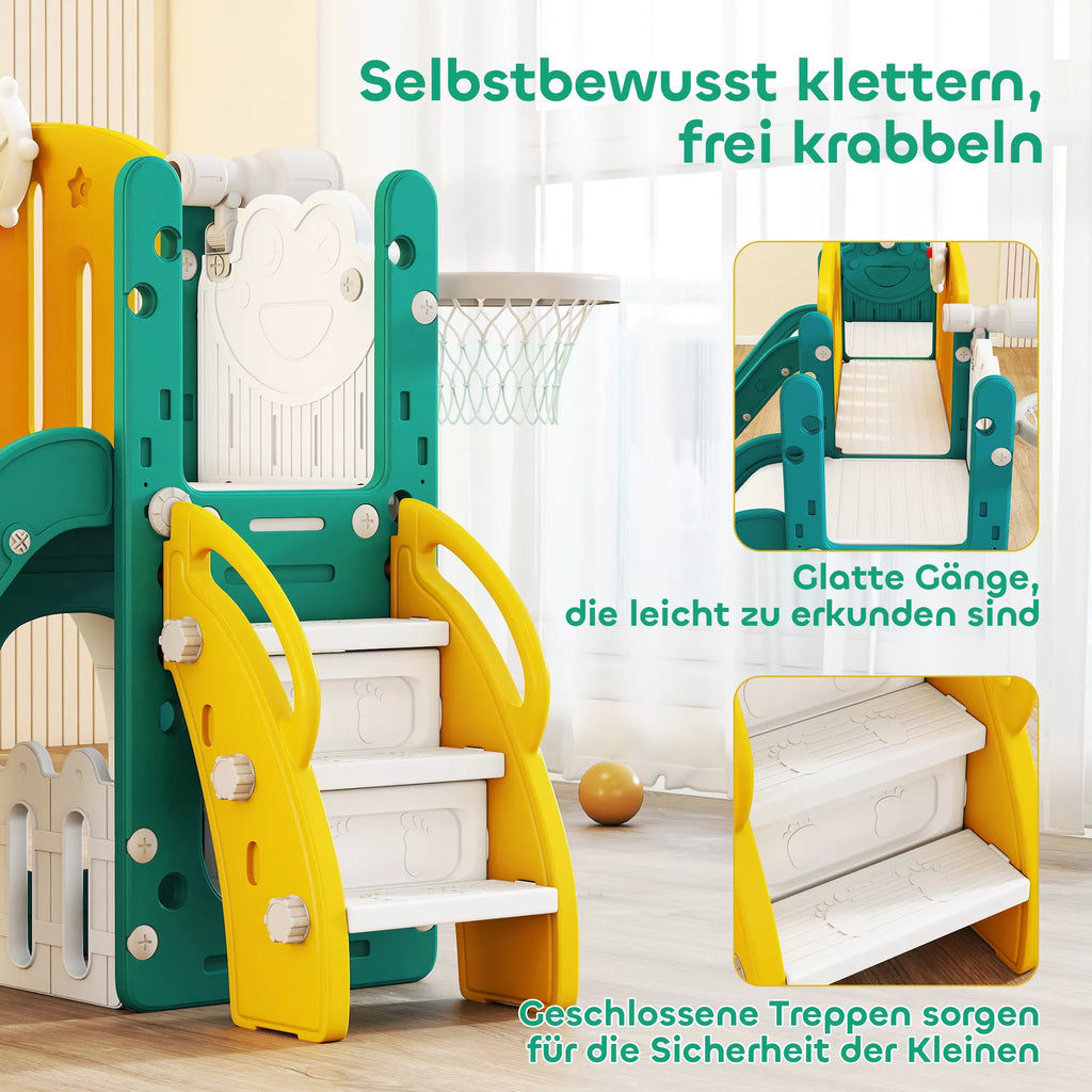 Čiuožykla ir sūpynių komplektas 9-in-1 vaikams nuo 1 metų, geltona
