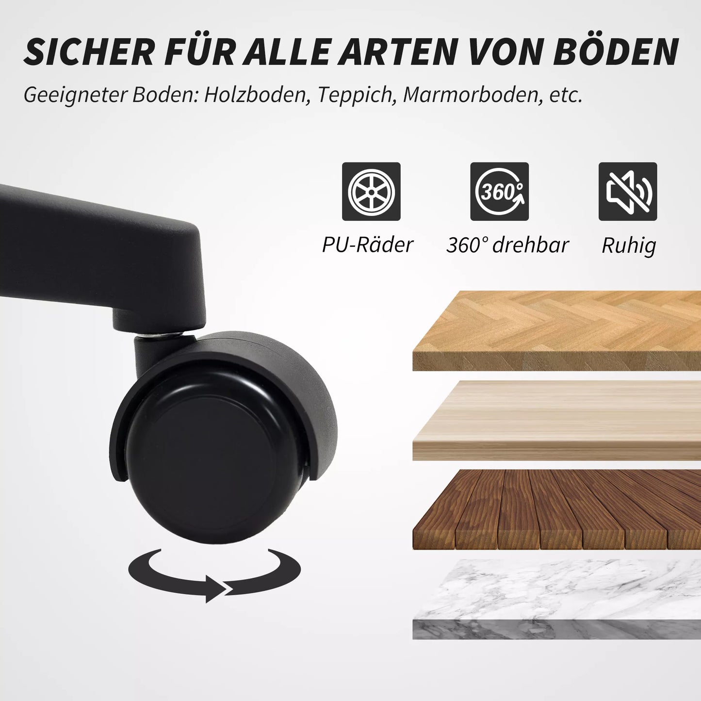 Biuro kėdė su minkšta atlošais, ratukais, porankiais, reguliuojamo aukščio darbo kėdė, sintetinė vilna, pilkos spalvos