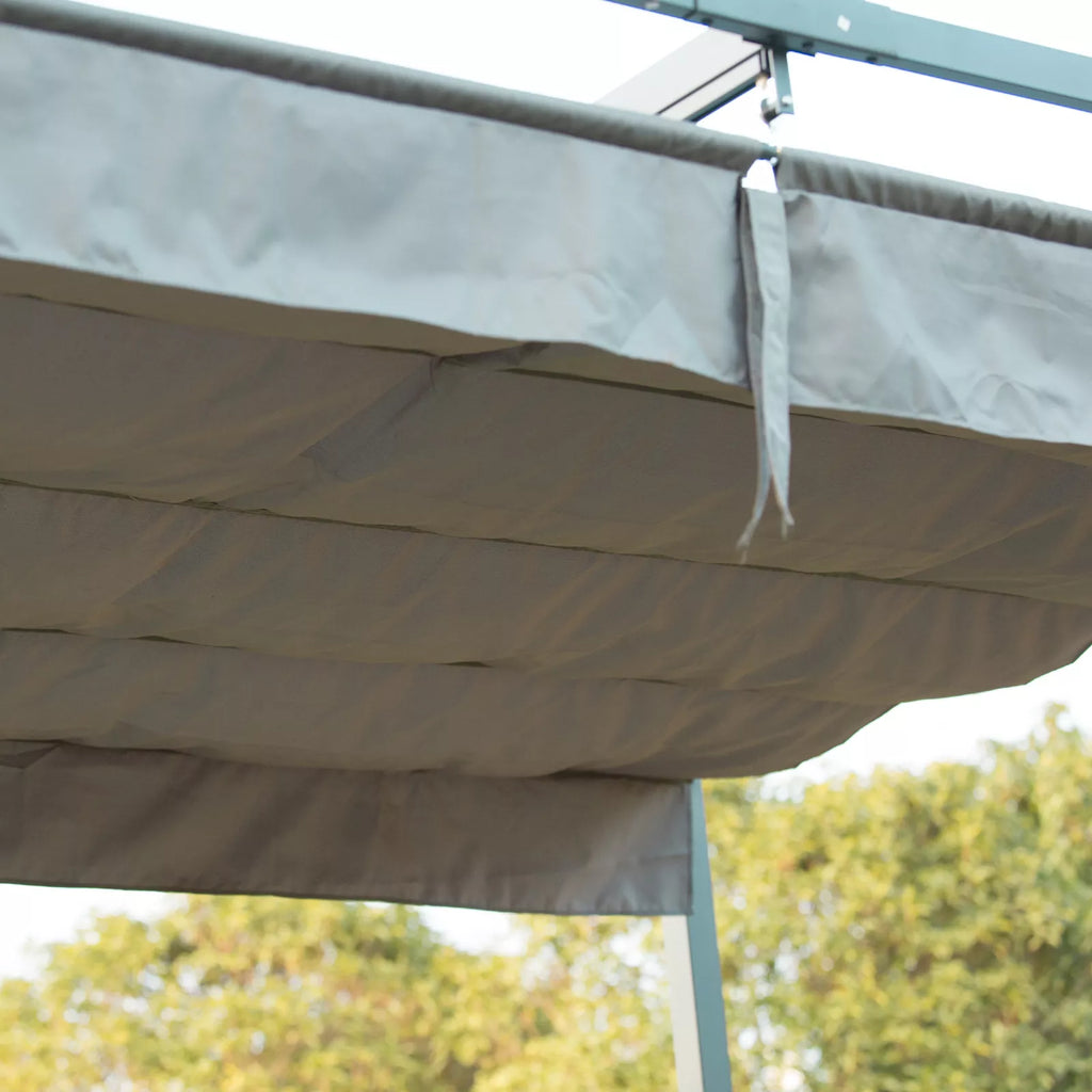 Pergola 3x2 m sodo pavėsinė, metalinis terasos stogas, sodo pavėsinė su reguliuojamu stogu, atskira, saulės apsauga terasai ir sodui, pilka