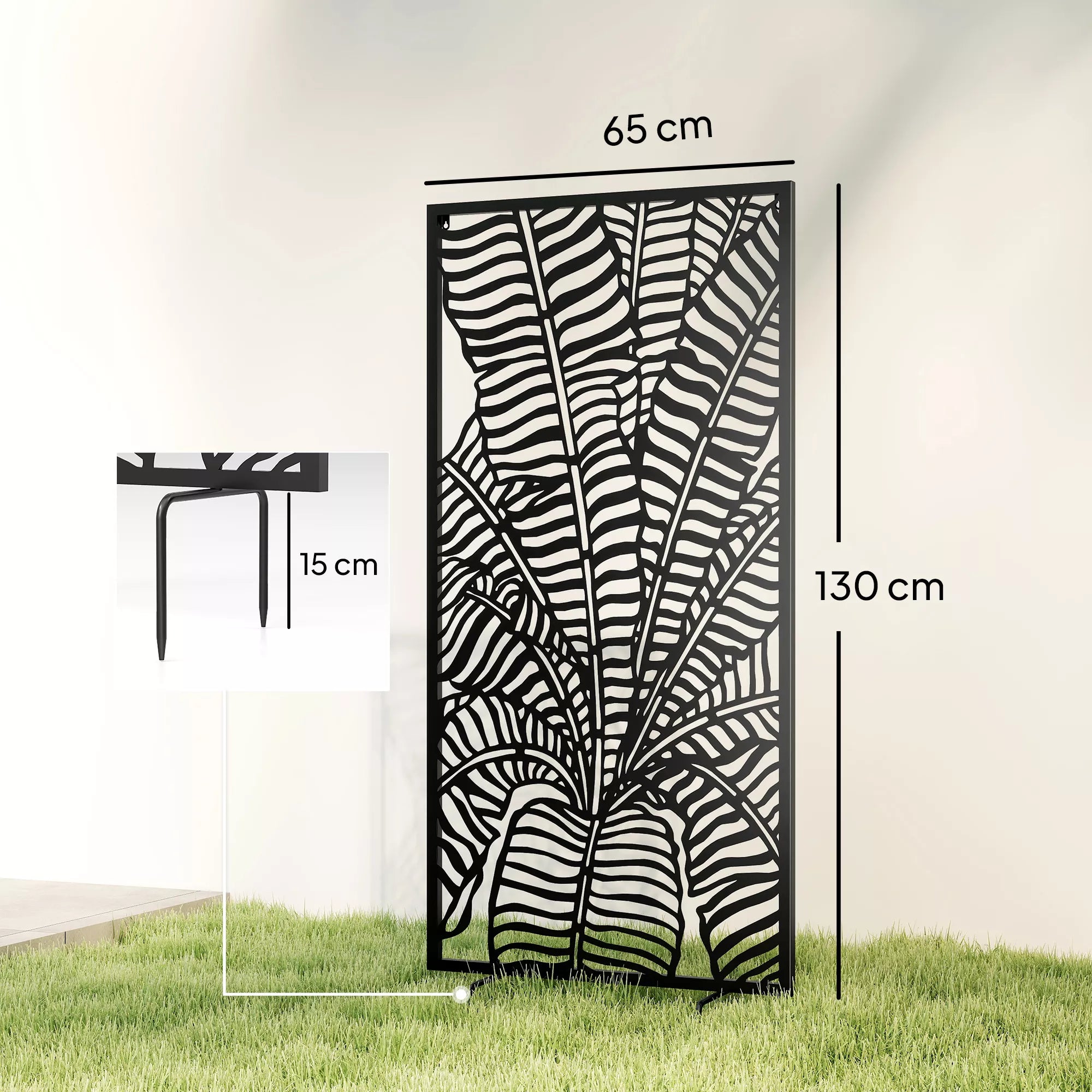 Kambario pertvara 65 x 130 cm Laisvai stovinti Pakabinama Paravent, pertvara Apsauga nuo žvilgsnių iš metalo Juoda