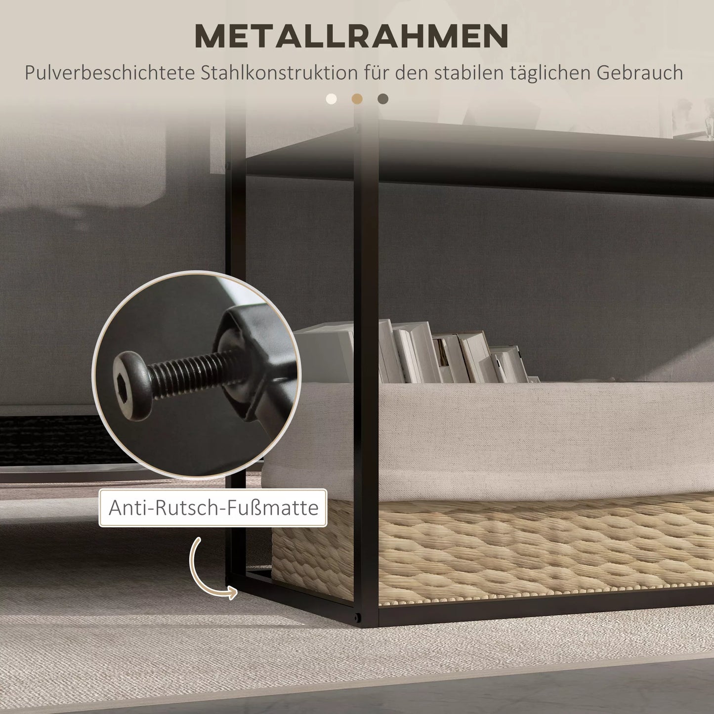 Konsolinis staliukas, komoda, 2 lentynos, milteliniu būdu dengtas plienas, 90 x 30 x 75cm, juodas