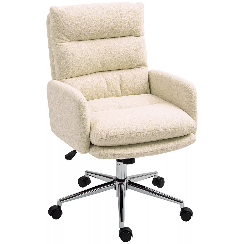 Biuro kėdė ergonomiška reguliuojamo aukščio, kreminės baltos spalvos