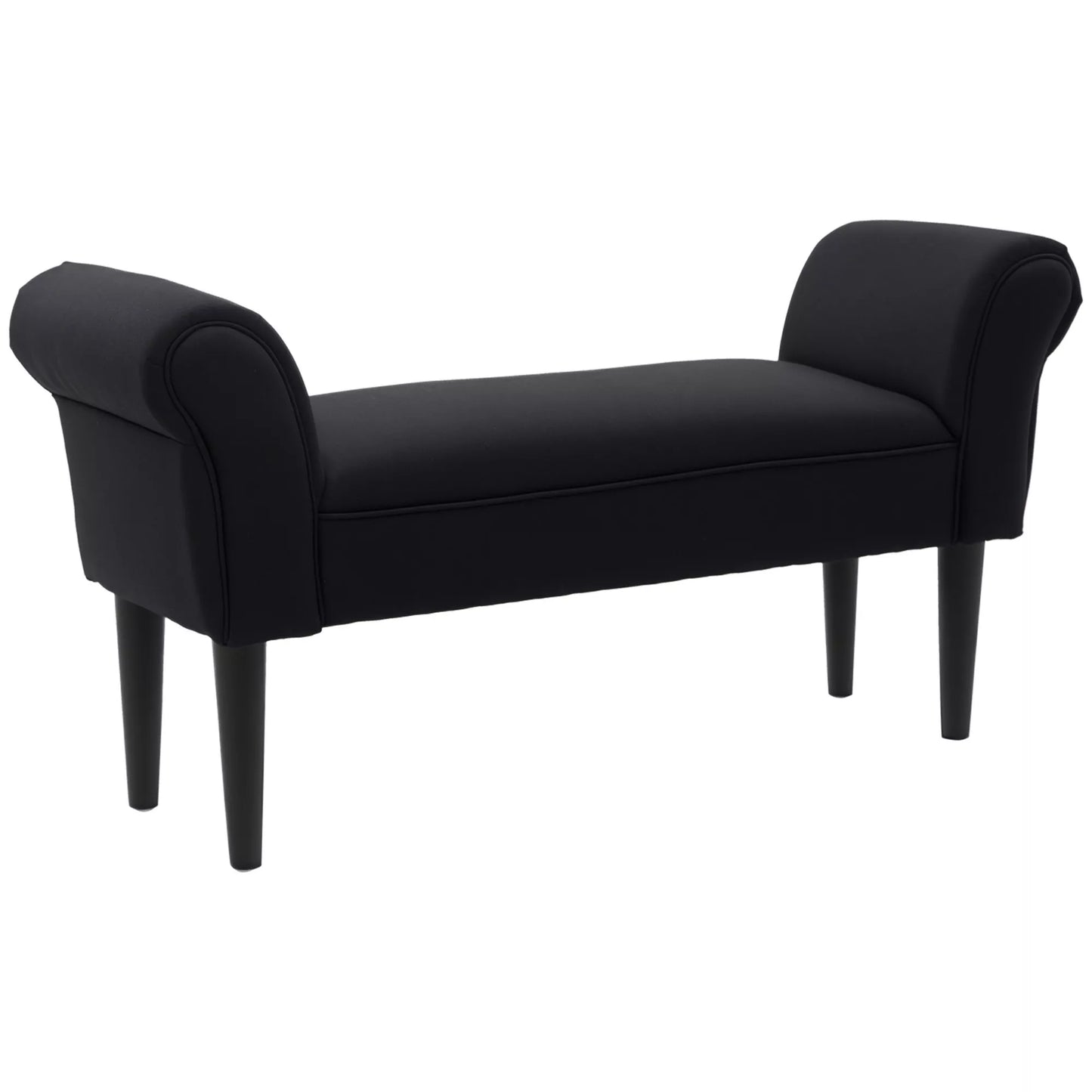 HOMCOM Sėdima suoliukas, lovos suoliukas, amžinas dizainas, minkštas apmušalas, iki 130 kg, juodas, 102 x 36 x 51 cm