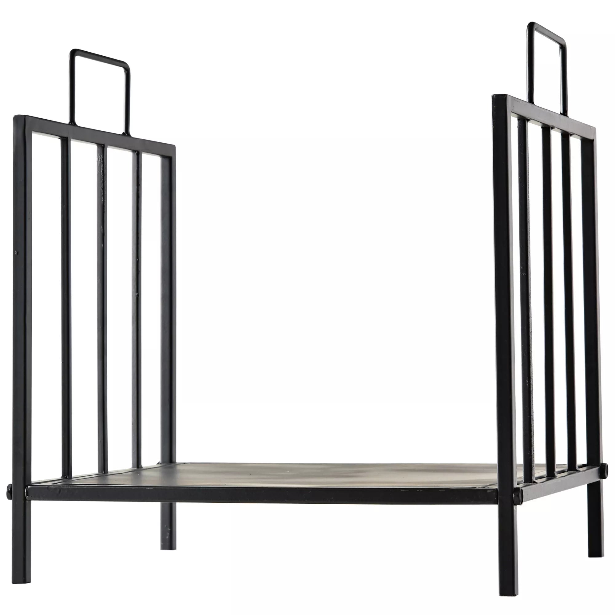 Kaminholzregal für innen 44,5 x 33 x 46,5cm Brennholzregal mit Griffe für Feuerholz, Brennholz Metall Schwarz