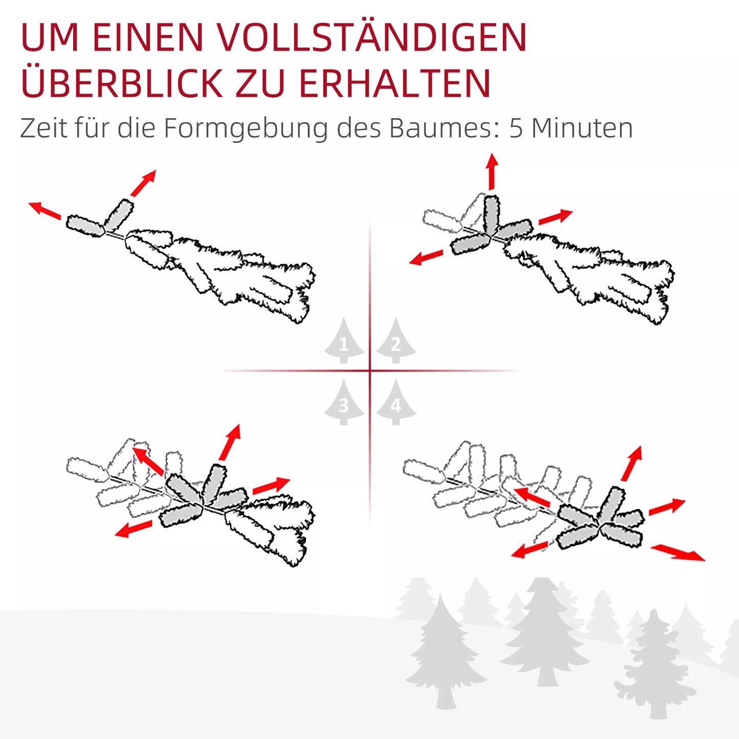 Kalėdinė eglutė su LED apšvietimu, 60 cm, pušies kankorėžiais ir raudonomis uogomis, su stovu, Žalia/Balta