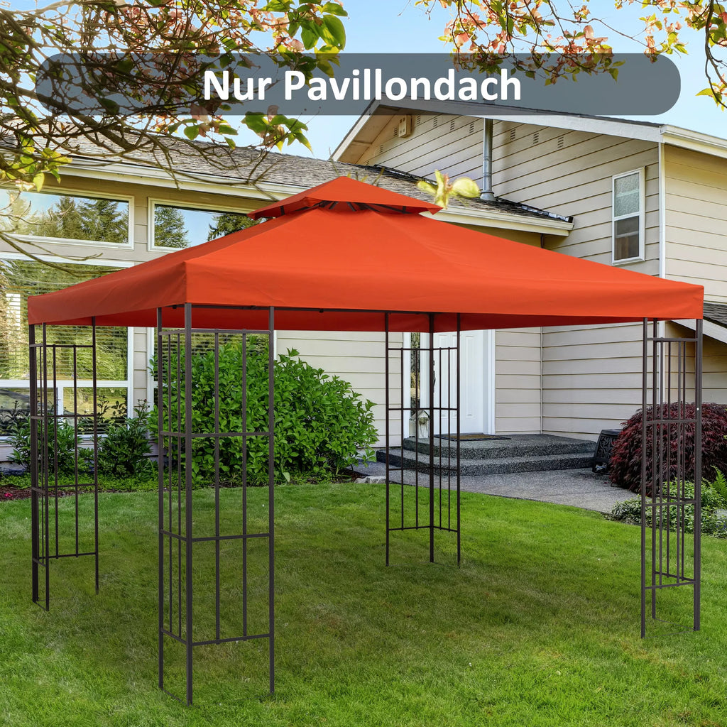 Pavilion 3x3m atsarginis stogas, atsparus vandeniui Paviljono stogas metaliniam paviljonui Paviljono atsarginis stogas Sodo paviljonas Šventinis palapinė Sodo palapinė Poliesteris Rūdžių raudona