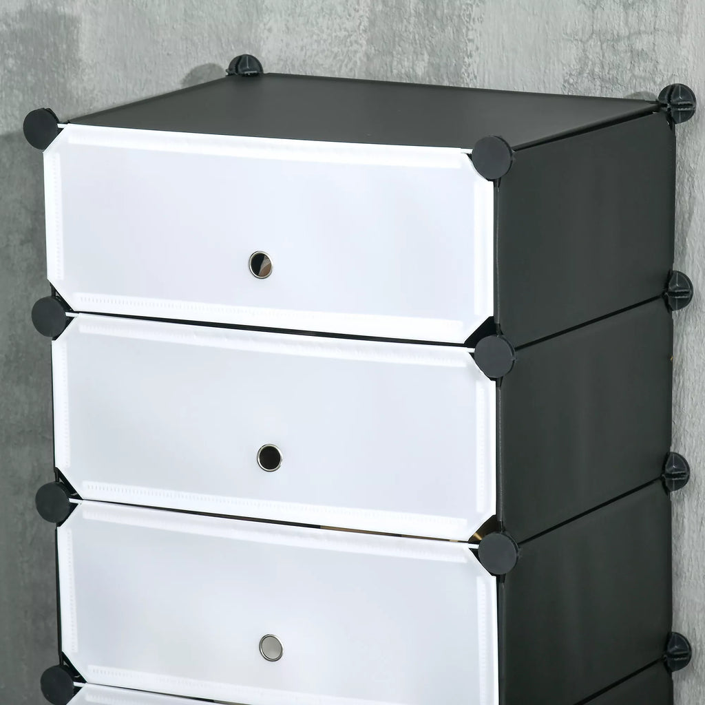 Modulinė batų lentyna 6 poroms, 49 cm x 36,5 cm x 108 cm, Juoda