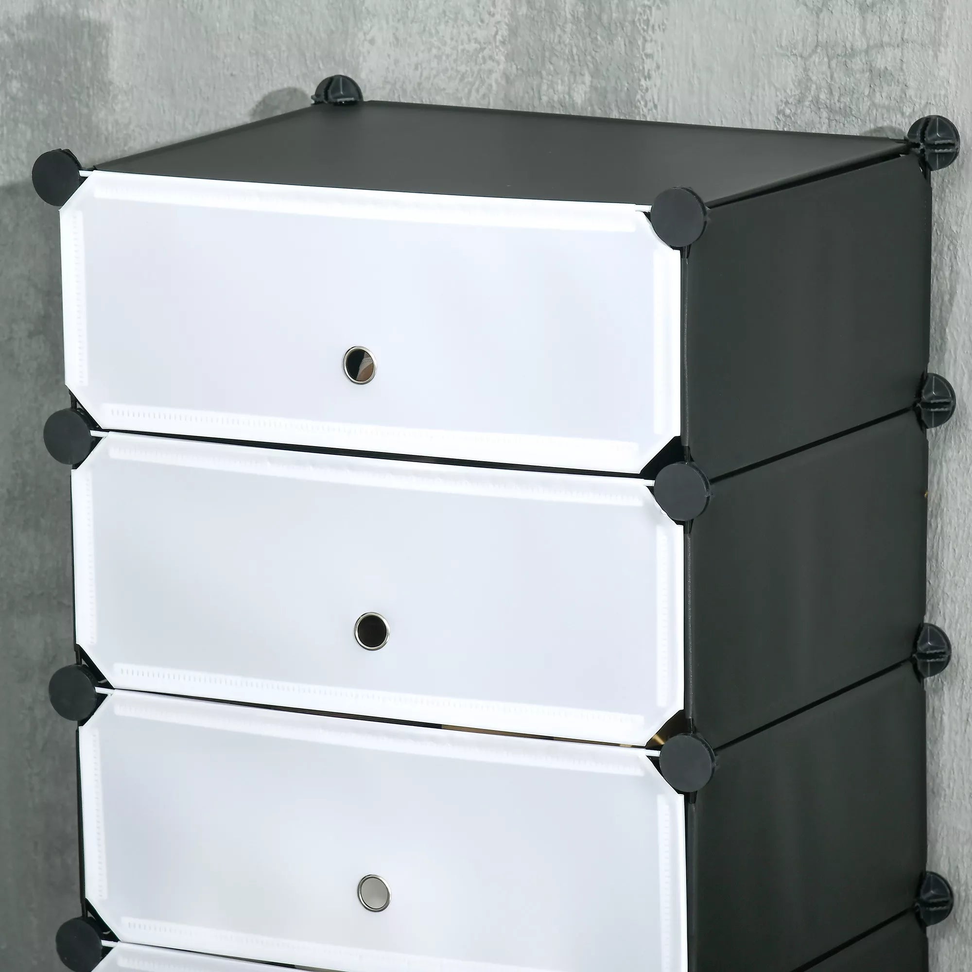 Modulinė batų lentyna 6 poroms, 49 cm x 36,5 cm x 108 cm, Juoda