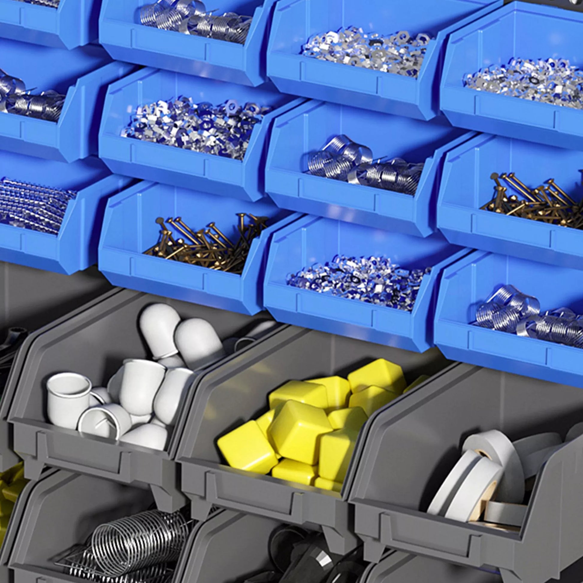 Laikymo lentyna, dirbtuvių organizatorius, 30 dėžučių 2 dydžių, sudedama, 63x18x37,5cm, Mėlyna