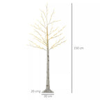 Kalėdinė dekoracija – dirbtinis beržas su 120 LED, IP44, 150 cm, baltas