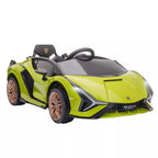 Žalias vaikų elektrinis Lamborghini su pakeltomis durelėmis