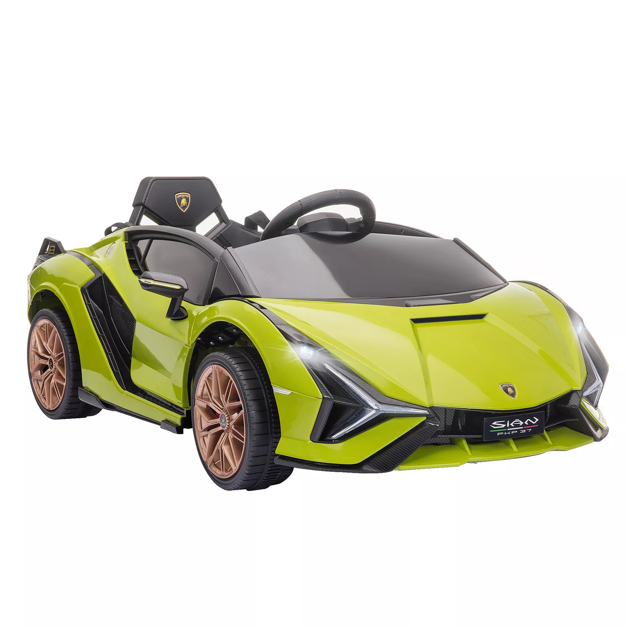 Vaikų elektrinis automobilis, Lamborghini, 3–5 km/h, nuotolinis valdymas, skirtas 3–5 metų vaikams, žalias